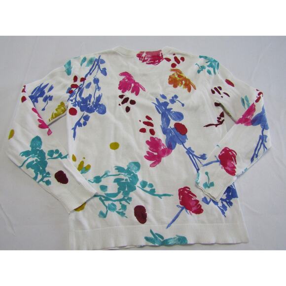 Zara Floral Knit Sweater Crew Women's size M Coastal Boho Cottagecore Whimsical - Picture 2 of 7